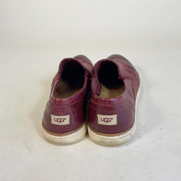 UGG Australia Hadria Croc Embossed Red Leather Loafers Women’s Size 7 Slip On - Picture 2 of 9